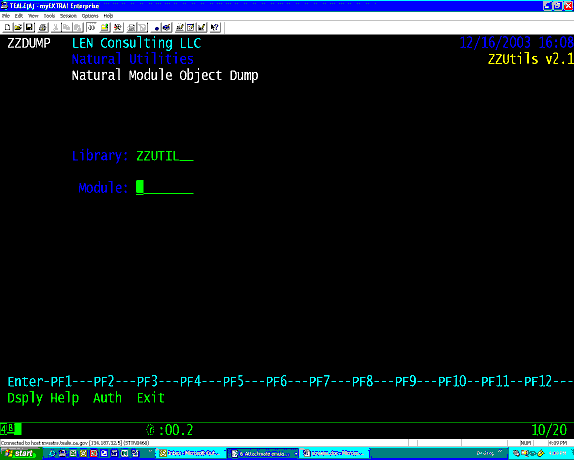 ZZDUMP Natural object module listing selection