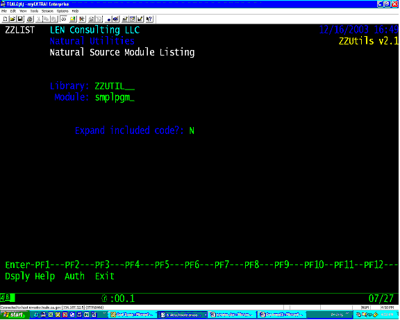 ZZLIST Natural source listing: select pgm