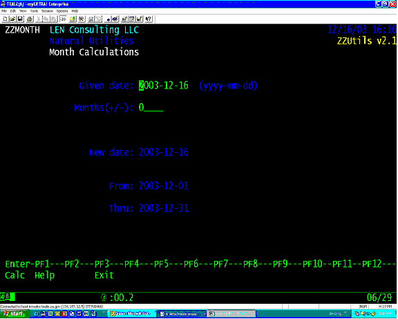 ZZMONTH monthly date calculations