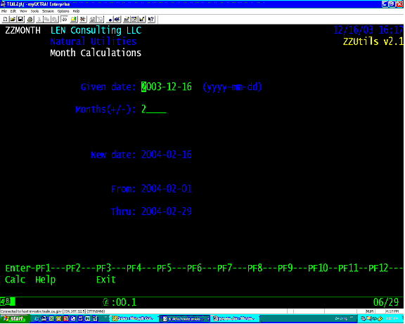 ZZMONTH monthly date calculations
