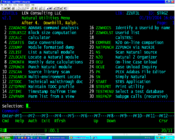 ZZUTILS main menu - multi-page